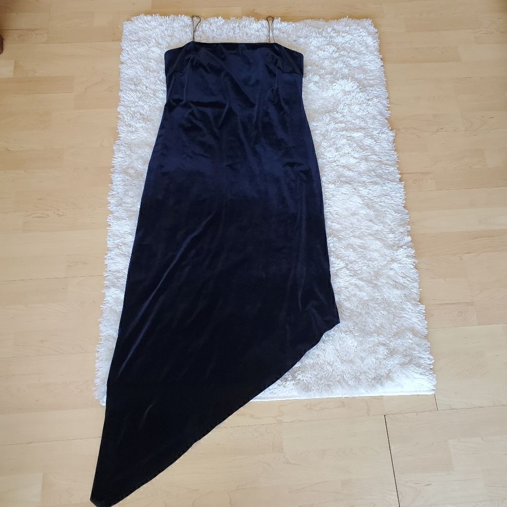 Ariana by Rachel Kaye Y2K Velvet Asimetrical 90s Dress Size 12 Back Vintage Goth